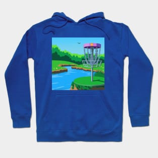 Disc Golf Along Side a River Hoodie